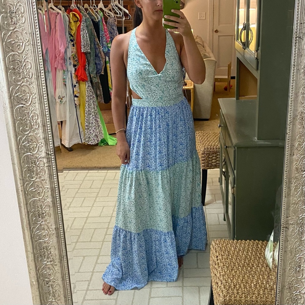 LUXXEL size large maxi tier tie neck back open back